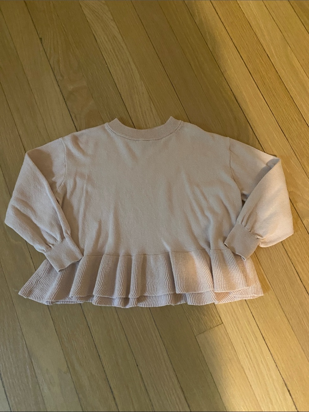 GAP Girls Light Pink Ruffle Hem Knit Sweater